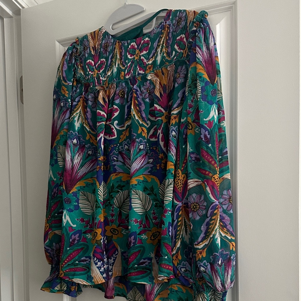 Nicole Miller Teal Blue Blouse